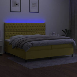 Κρεβάτι Boxspring με Στρώμα & LED Πράσινο 200x200 εκ Υφασμάτινο