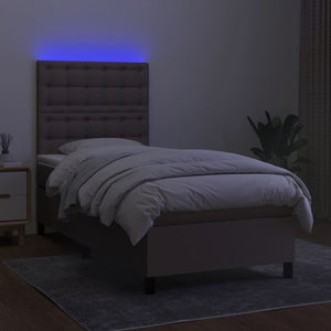 Κρεβάτι Boxspring με Στρώμα & LED Taupe 80x200 εκ. Υφασμάτινο