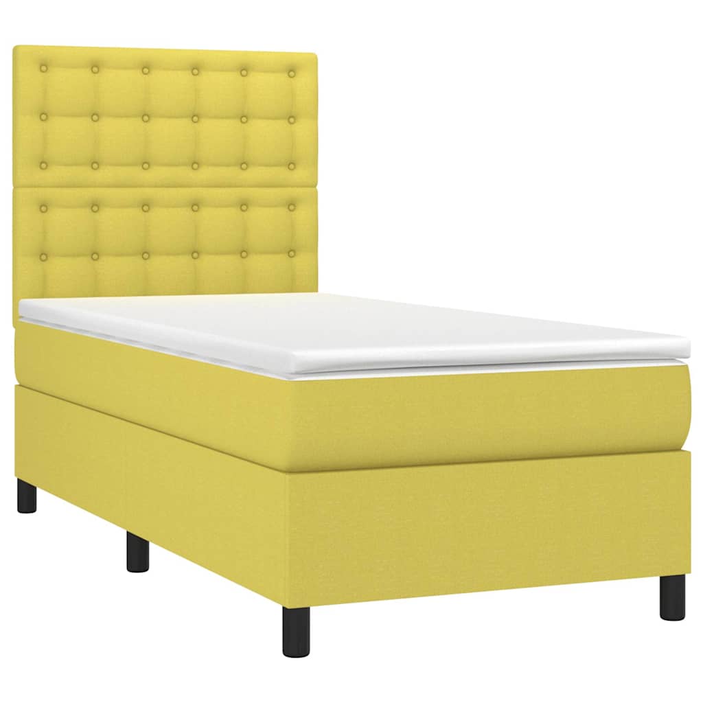 Κρεβάτι Boxspring με Στρώμα & LED Πράσινο 80x200 εκ. Υφασμάτινο