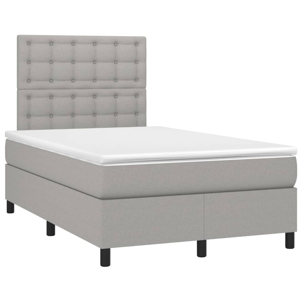 Κρεβάτι Boxspring με Στρώμα & LED Αν.Γκρι 120x200 εκ Υφασμάτινο