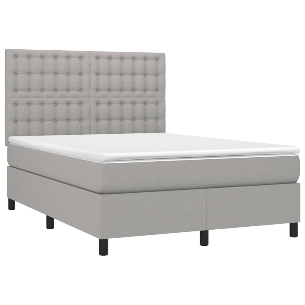 Κρεβάτι Boxspring με Στρώμα & LED Αν.Γκρι 140x190εκ. Υφασμάτινο