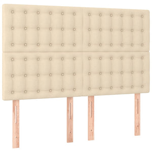 Κρεβάτι Boxspring με Στρώμα & LED Κρεμ 140x190 εκ. Υφασμάτινο - Pakobazaar