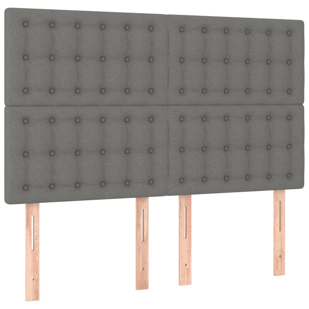 Κρεβάτι Boxspring με Στρώμα & LED Σκ.Γκρι 140x200 εκ Υφασμάτινο
