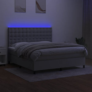 Κρεβάτι Boxspring με Στρώμα & LED Αν.Γκρι 160x200εκ. Υφασμάτινο