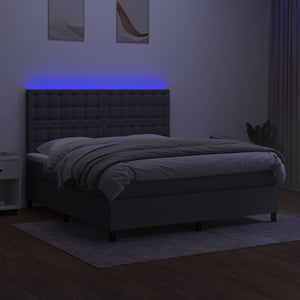 Κρεβάτι Boxspring με Στρώμα & LED Σκ.Γκρι 160x200 εκ Υφασμάτινο - Pakobazaar