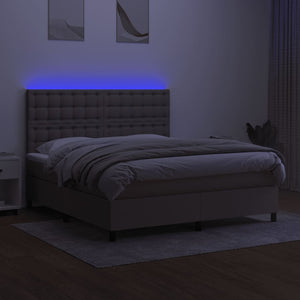 Κρεβάτι Boxspring με Στρώμα & LED Taupe 160x200 εκ. Υφασμάτινο