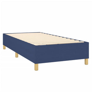 Κρεβάτι Boxspring με Στρώμα & LED Μπλε 90x190 εκ. Υφασμάτινο