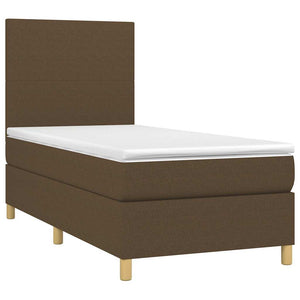 Κρεβάτι Boxspring με Στρώμα & LED Σκ.Καφέ 90x200 εκ. Υφασμάτινο