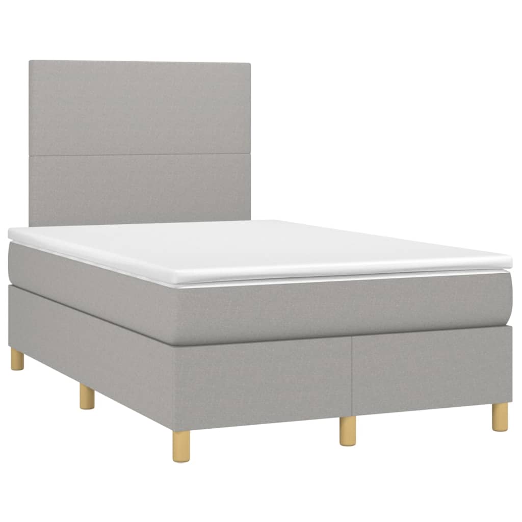 Κρεβάτι Boxspring με Στρώμα & LED Αν.Γκρι 120x200 εκ Υφασμάτινο