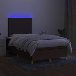 Κρεβάτι Boxspring με Στρώμα & LED Σκ.Καφέ 120x200 εκ Υφασμάτινο