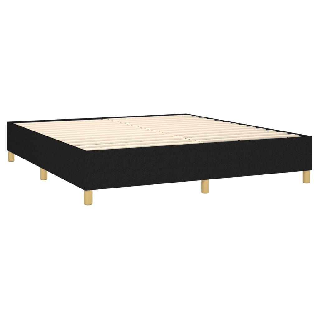 Κρεβάτι Boxspring με Στρώμα & LED Μαύρο 180x200 εκ. Υφασμάτινο