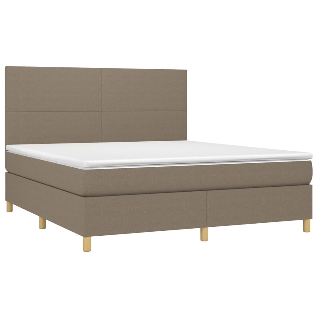 Κρεβάτι Boxspring με Στρώμα & LED Taupe 180x200 εκ. Υφασμάτινο
