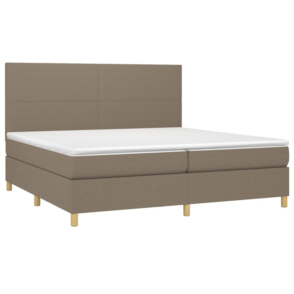 Κρεβάτι Boxspring με Στρώμα & LED Taupe 200x200 εκ. Υφασμάτινο