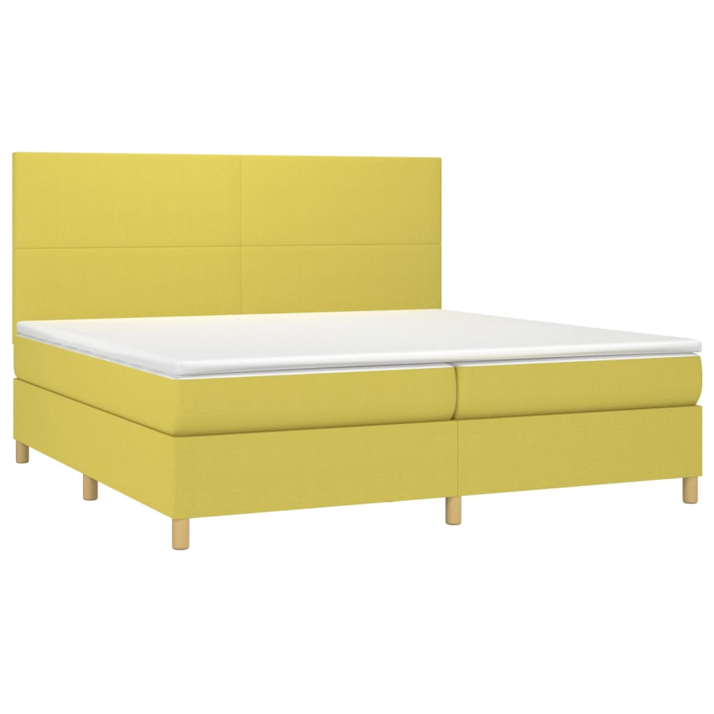 Κρεβάτι Boxspring με Στρώμα & LED Πράσινο 200x200 εκ Υφασμάτινο