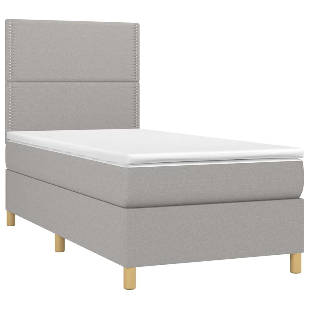 Κρεβάτι Boxspring με Στρώμα & LED Αν.Γκρι 80x200 εκ. Υφασμάτινο