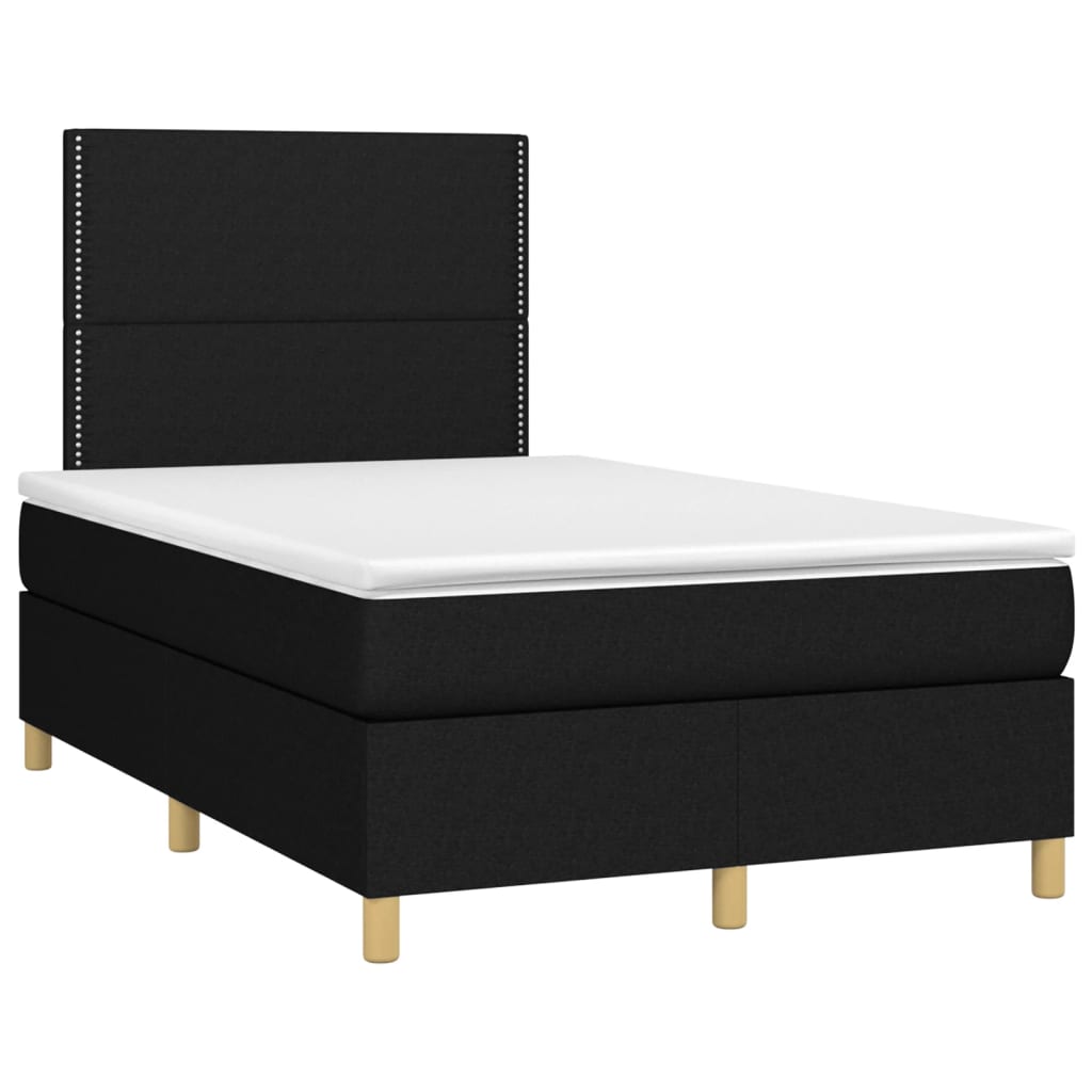 Κρεβάτι Boxspring με Στρώμα & LED Μαύρο 120x200 εκ. Υφασμάτινο