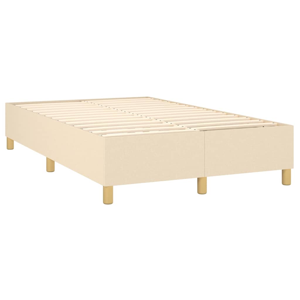 Κρεβάτι Boxspring με Στρώμα & LED Κρεμ 120x200 εκ. Υφασμάτινο - Pakobazaar