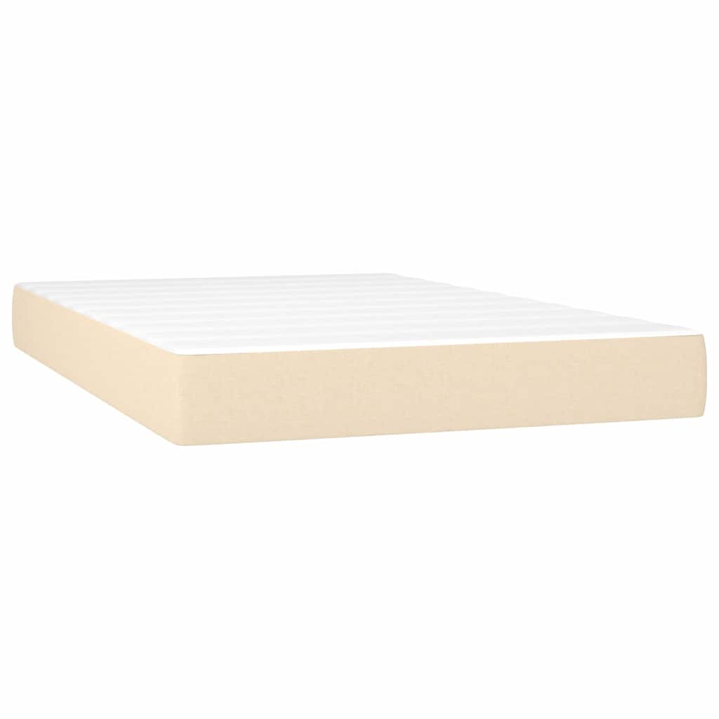 Κρεβάτι Boxspring με Στρώμα & LED Κρεμ 120x200 εκ. Υφασμάτινο - Pakobazaar