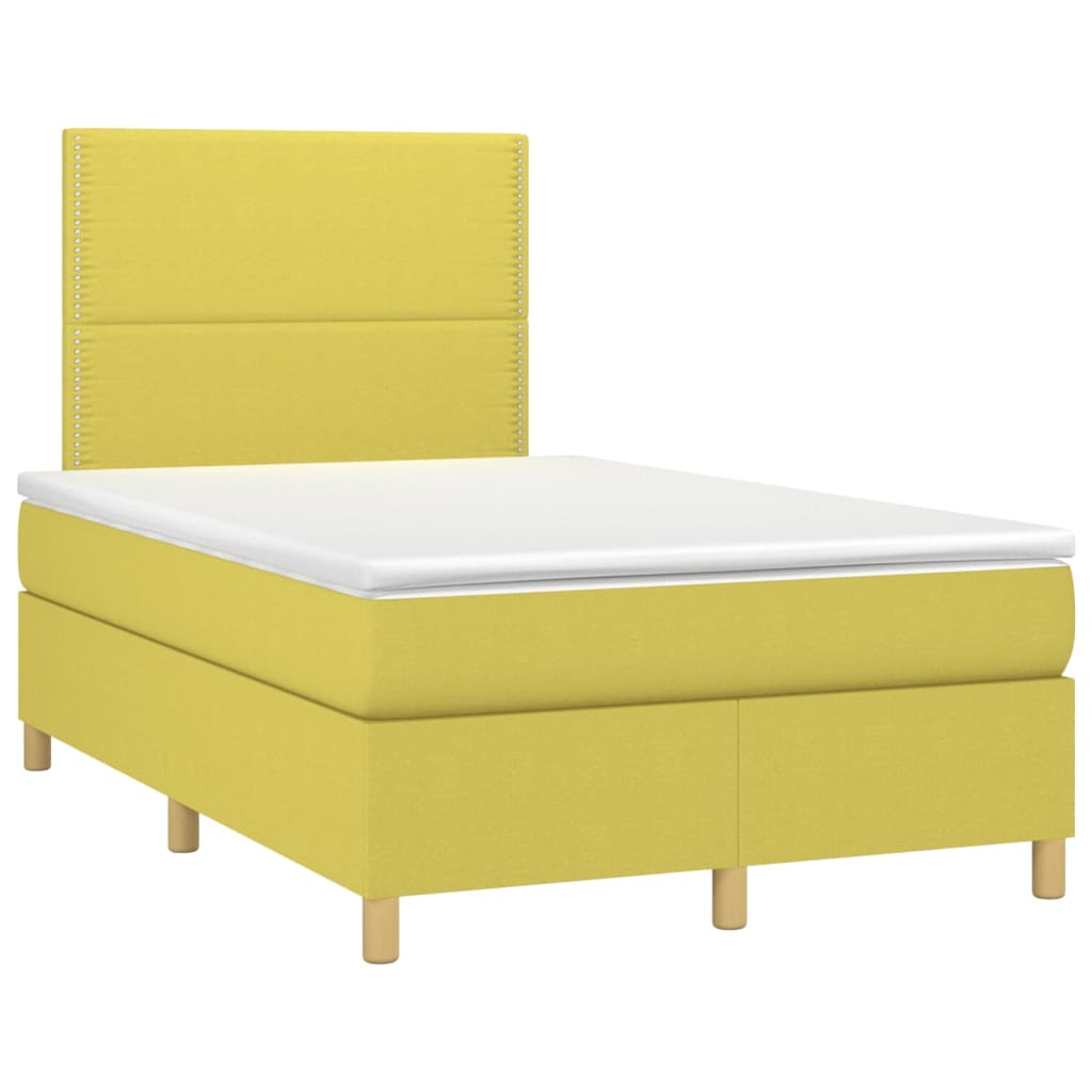 Κρεβάτι Boxspring με Στρώμα & LED Πράσινο 120x200 εκ Υφασμάτινο