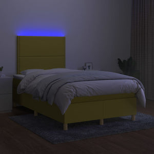 Κρεβάτι Boxspring με Στρώμα & LED Πράσινο 120x200 εκ Υφασμάτινο