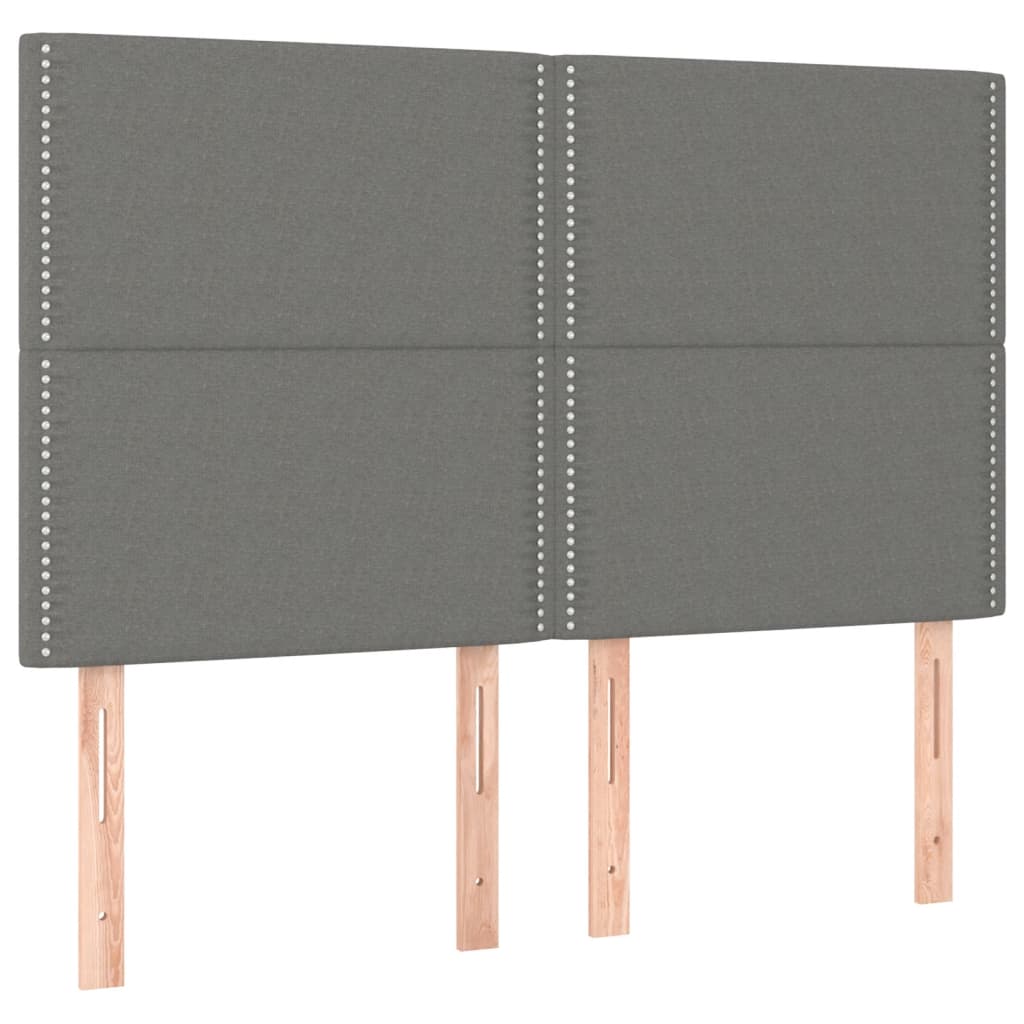 Κρεβάτι Boxspring με Στρώμα & LED Σκ.Γκρι 140x190εκ. Υφασμάτινο