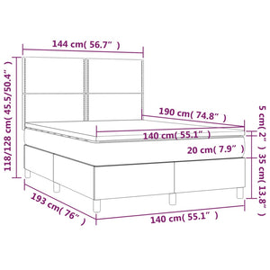 Κρεβάτι Boxspring με Στρώμα & LED Πράσινο 140x190 εκ Υφασμάτινο