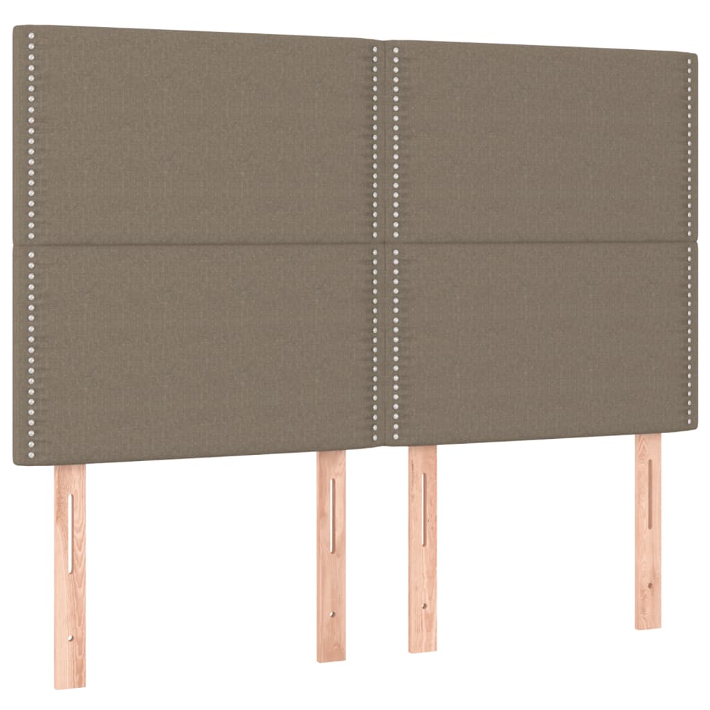Κρεβάτι Boxspring με Στρώμα & LED Taupe 140x200 εκ. Υφασμάτινο