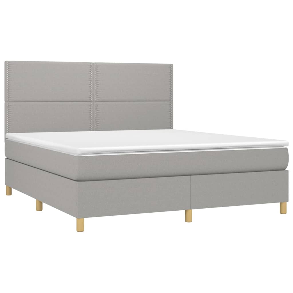 Κρεβάτι Boxspring με Στρώμα & LED Αν.Γκρι 180x200εκ. Υφασμάτινο