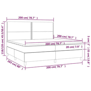 Κρεβάτι Boxspring με Στρώμα & LED Κρεμ 200x200 εκ. Υφασμάτινο - Pakobazaar