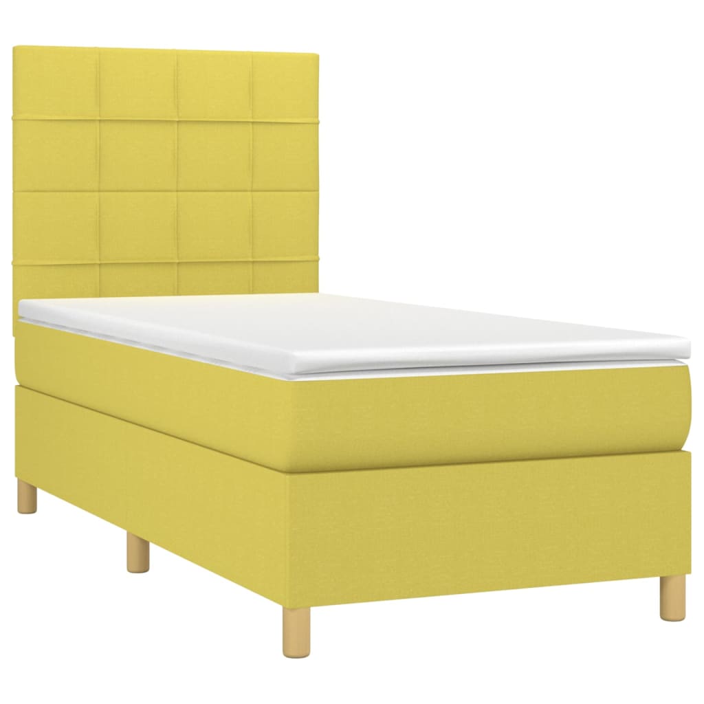 Κρεβάτι Boxspring με Στρώμα & LED Πράσινο 80x200 εκ. Υφασμάτινο