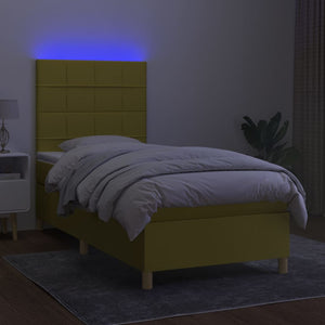 Κρεβάτι Boxspring με Στρώμα & LED Πράσινο 80x200 εκ. Υφασμάτινο