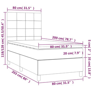 Κρεβάτι Boxspring με Στρώμα & LED Πράσινο 80x200 εκ. Υφασμάτινο