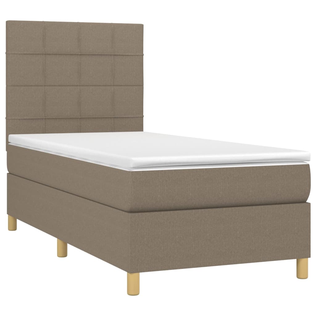 Κρεβάτι Boxspring με Στρώμα & LED Taupe 100x200 εκ. Υφασμάτινο