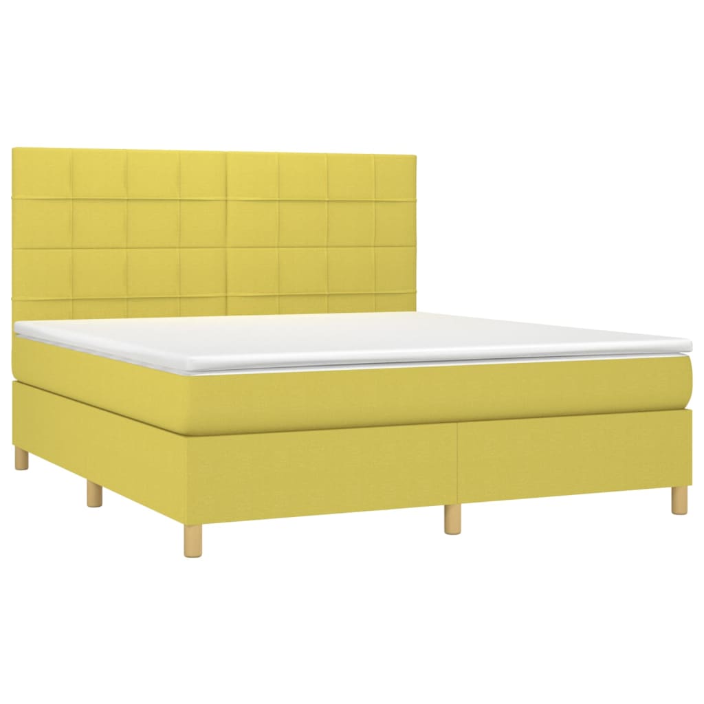 Κρεβάτι Boxspring με Στρώμα & LED Πράσινο 160x200 εκ Υφασμάτινο - Pakobazaar