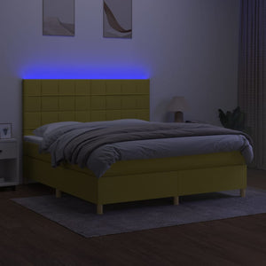 Κρεβάτι Boxspring με Στρώμα & LED Πράσινο 160x200 εκ Υφασμάτινο - Pakobazaar