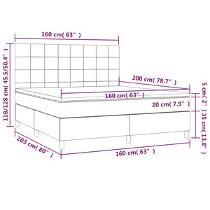 Κρεβάτι Boxspring με Στρώμα & LED Πράσινο 160x200 εκ Υφασμάτινο - Pakobazaar