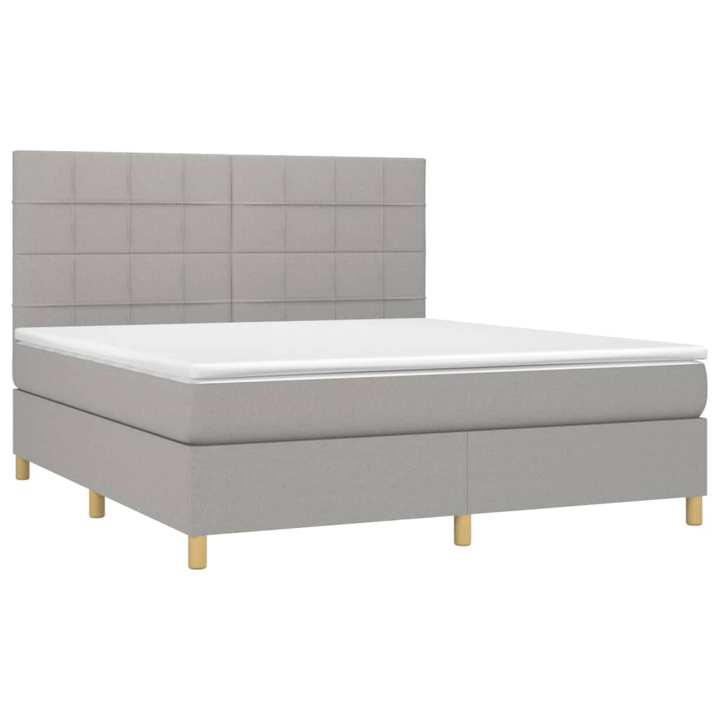 Κρεβάτι Boxspring με Στρώμα & LED Αν.Γκρι 180x200εκ. Υφασμάτινο