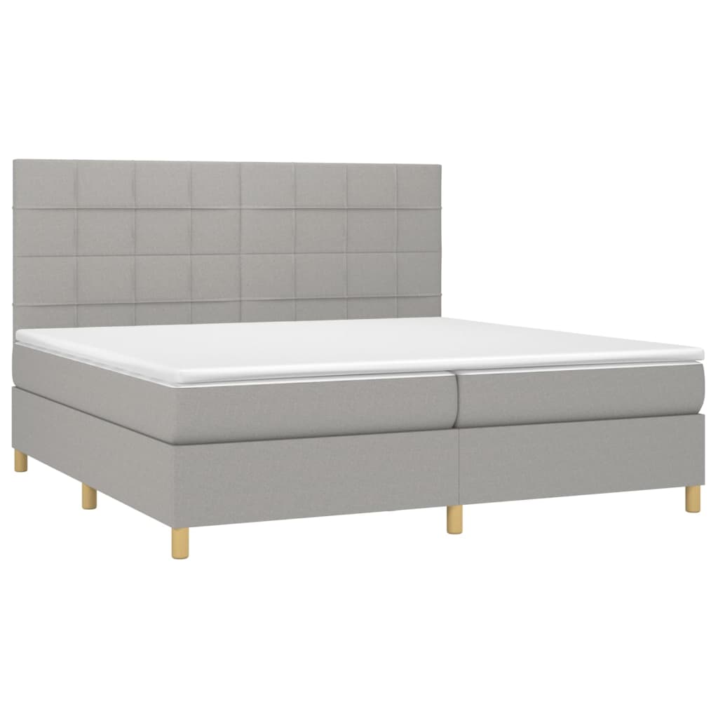 Κρεβάτι Boxspring με Στρώμα & LED Αν.Γκρι 200x200εκ. Υφασμάτινο - Pakobazaar