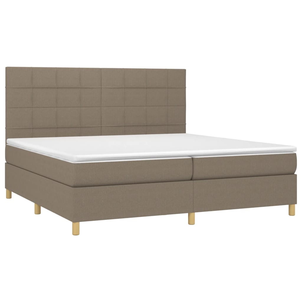 Κρεβάτι Boxspring με Στρώμα & LED Taupe 200x200 εκ. Υφασμάτινο