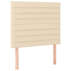 Κρεβάτι Boxspring με Στρώμα & LED Κρεμ 80x200 εκ. Υφασμάτινο