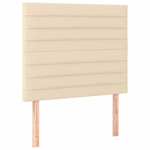 Κρεβάτι Boxspring με Στρώμα & LED Κρεμ 90x200 εκ. Υφασμάτινο