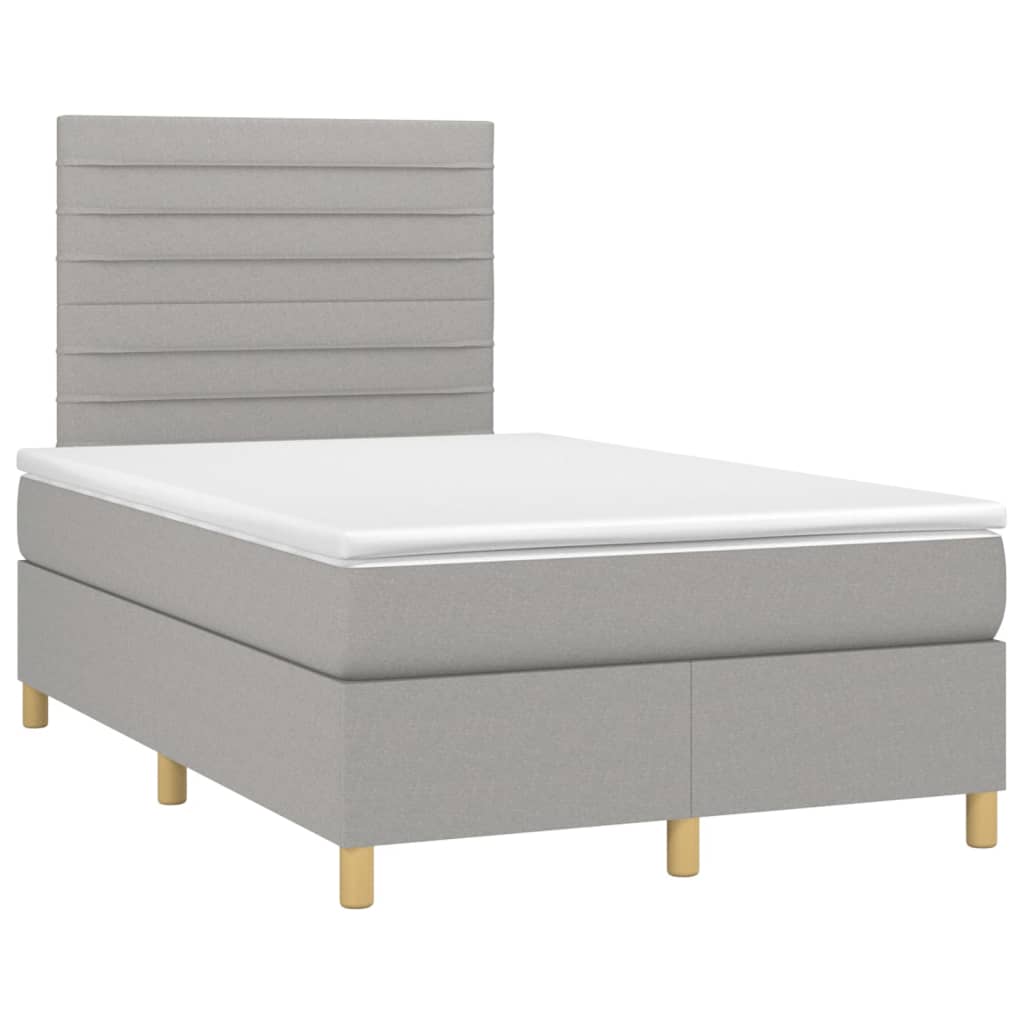 Κρεβάτι Boxspring με Στρώμα & LED Αν.Γκρι 120x200 εκ Υφασμάτινο