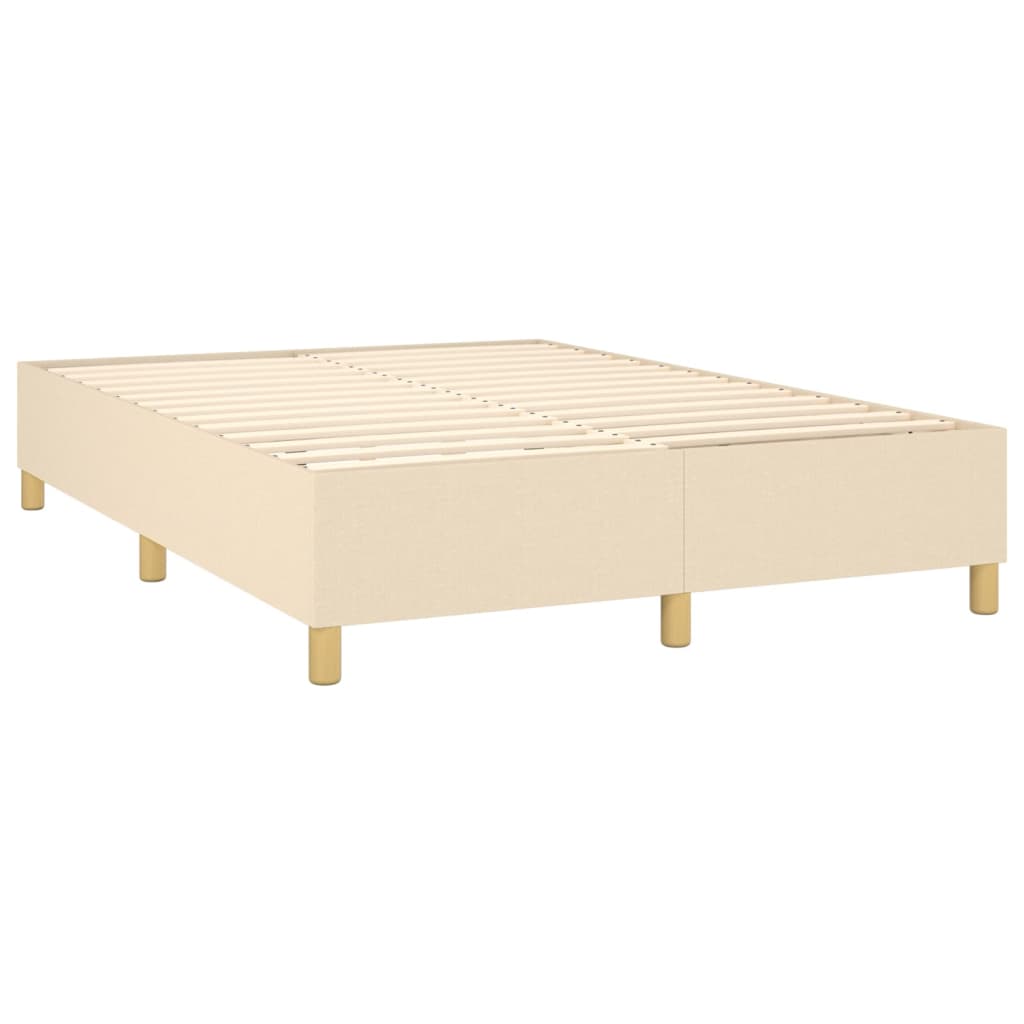 Κρεβάτι Boxspring με Στρώμα & LED Κρεμ 140x190 εκ. Υφασμάτινο - Pakobazaar