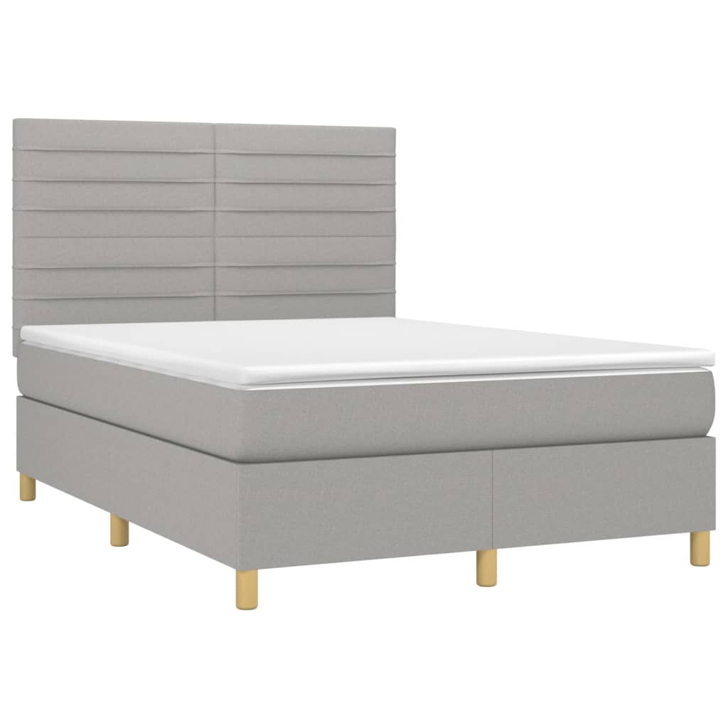 Κρεβάτι Boxspring με Στρώμα & LED Αν.Γκρι 140x200εκ. Υφασμάτινο