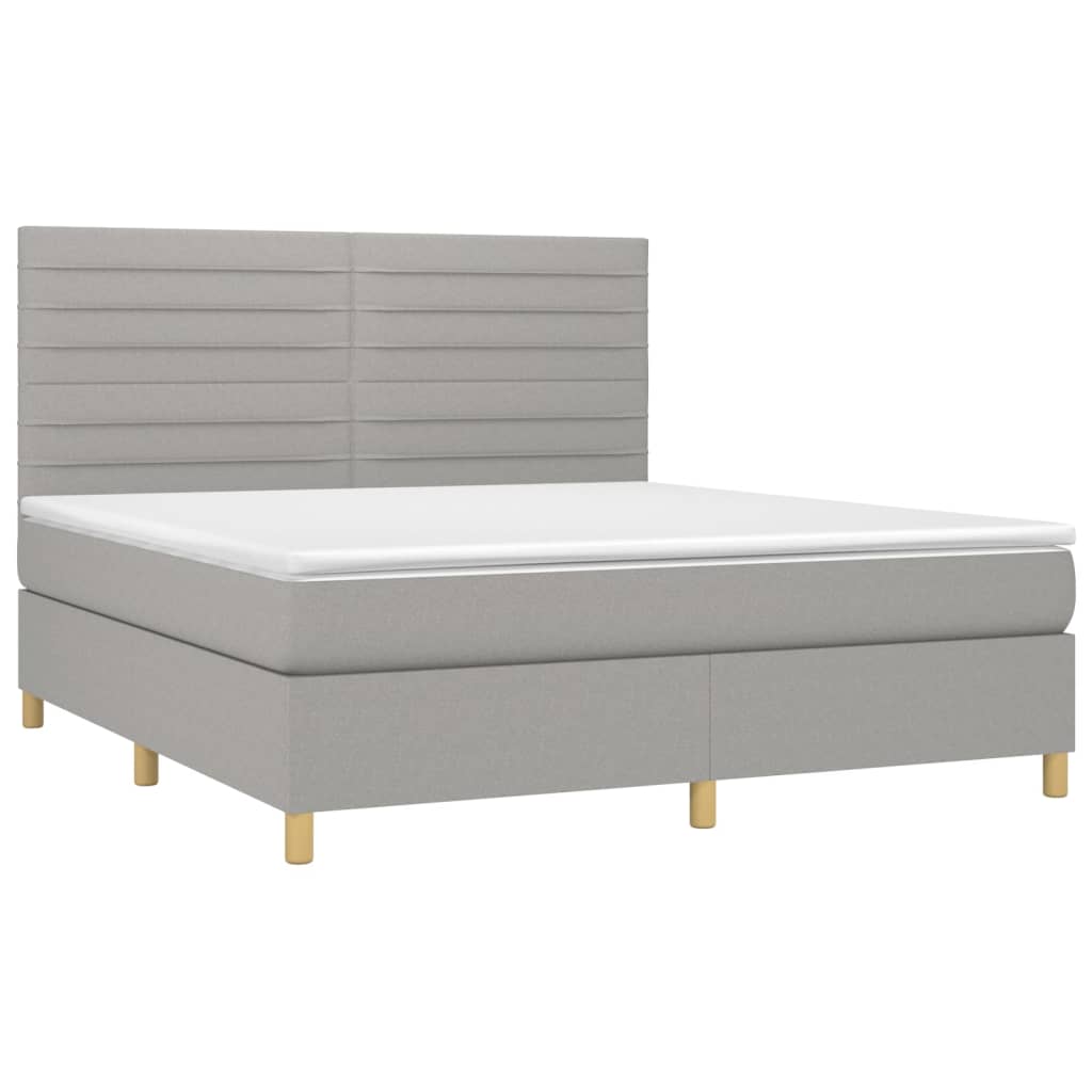 Κρεβάτι Boxspring με Στρώμα & LED Αν.Γκρι 160x200εκ. Υφασμάτινο