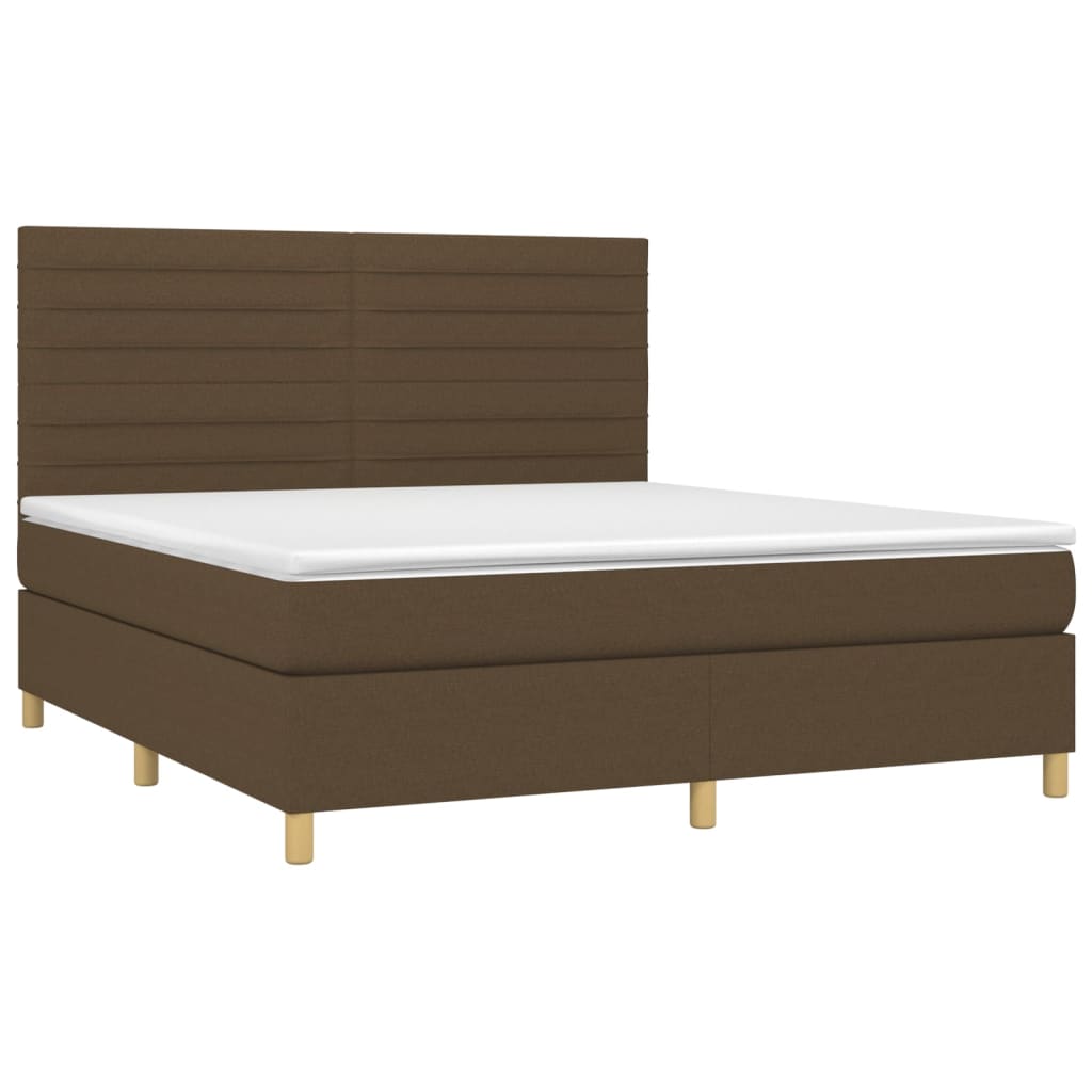 Κρεβάτι Boxspring με Στρώμα & LED Σκ.Καφέ 160x200εκ. Υφασμάτινο - Pakobazaar