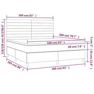 Κρεβάτι Boxspring με Στρώμα & LED Taupe 160x200 εκ. Υφασμάτινο