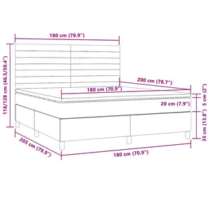 Κρεβάτι Boxspring με Στρώμα & LED Σκ.Καφέ 180x200εκ. Υφασμάτινο - Pakobazaar