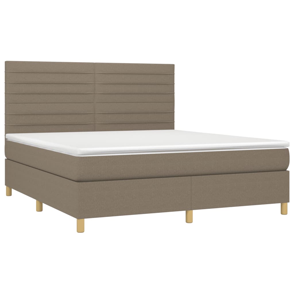 Κρεβάτι Boxspring με Στρώμα & LED Taupe 180x200 εκ. Υφασμάτινο