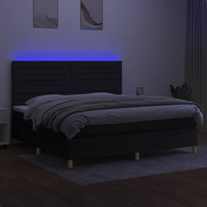 Κρεβάτι Boxspring με Στρώμα & LED Μαύρο 200x200 εκ. Υφασμάτινο